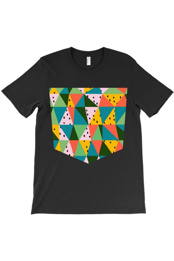 Pocket Irregular Triangles Multi Themed Funny and Cool Modern and Abstract H193 Unisex T-Shirt, Up to 5XL Available