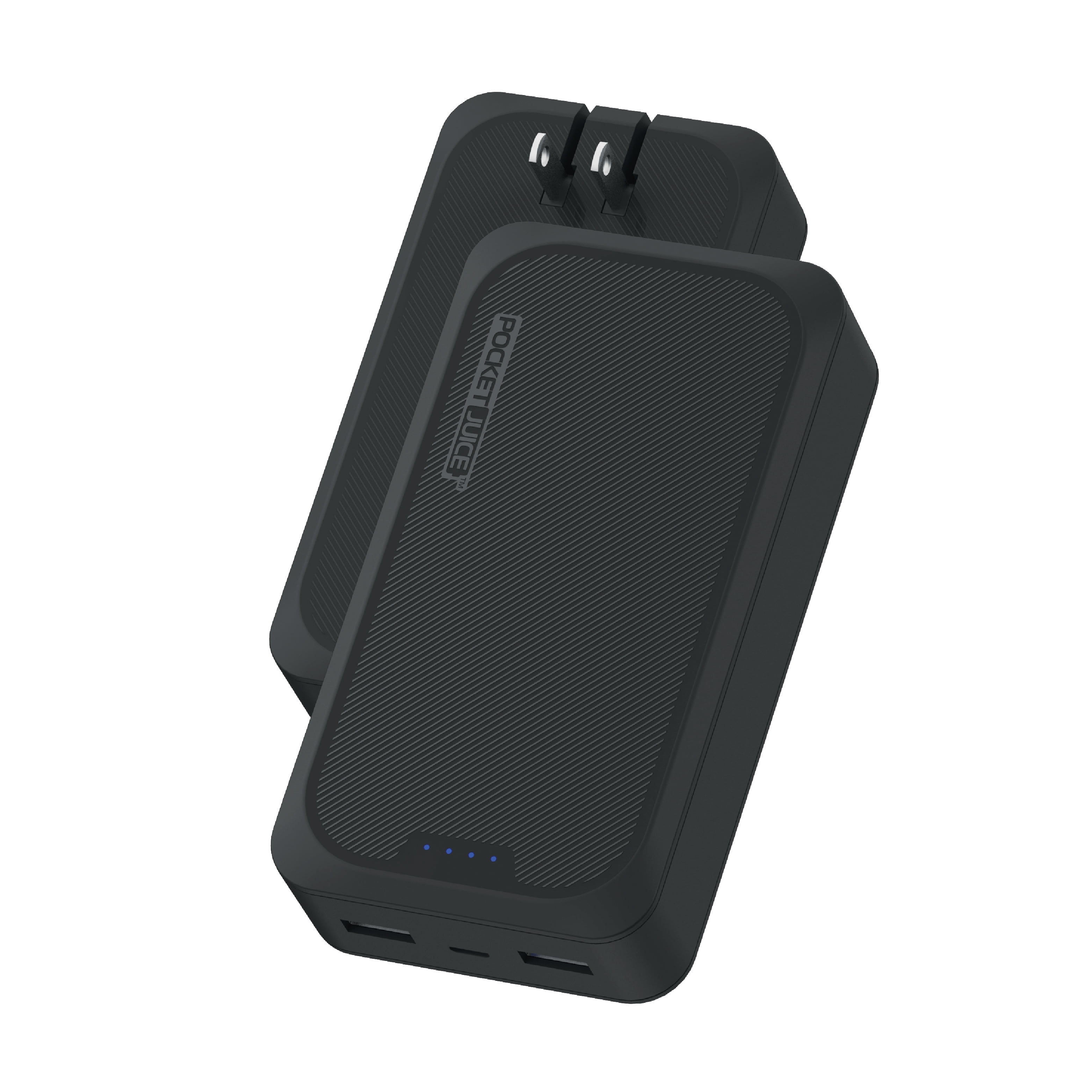 Pocket Juice Endurance AC 10,000mAh, Portable Power Bank Charger with Built-in Wall Plug, Black
