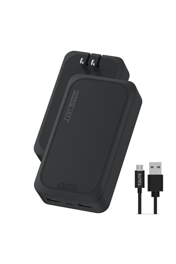 Endurance AC 10,000mAh, Portable Power Bank Charger with Built-in Wall Plug, Black