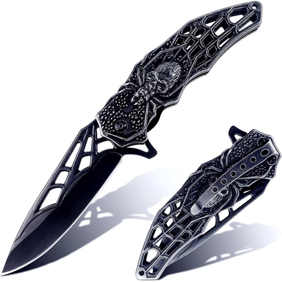 Pocket Knife, Cool Pocket Folding Knife with 3D Embossed Skull patterns, Great festival Christmas Gift EDC knife For Men Outdoor Survival Camping