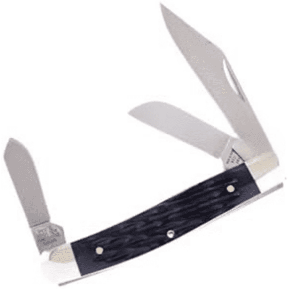 Pocket Knife HRI313-BJB Stockman with a Black Jig Bone Handle German Stainless Steel Blades Closed 4 Inches$$Other