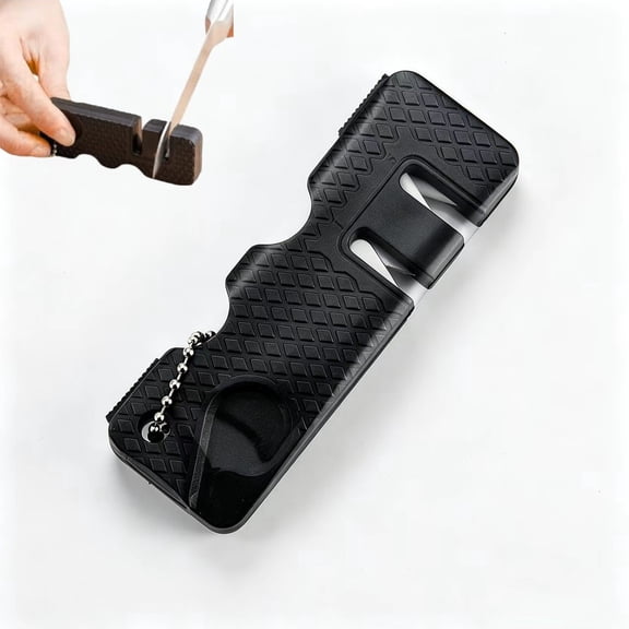Pocket Knife Sharpener, Handheld Keychain Sharpening Tool, Handheld Portable Sharpener for Hunting, Chef Knives,Outdoor Gear, Kitchen Gadgets(Black)