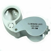 Pocket Loupe 40 X 25 mm Magnifier Magnifying Glass Eye Lens Pieces with Illuminated Led Light