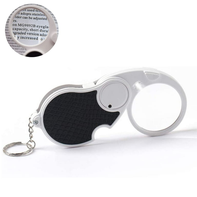 Pocket Magnifying Glass Handheld with Light, Mini Illuminated Folding Magnifier Lighted Magnifier for Reading, Inspection, Low Vision, Size: Large