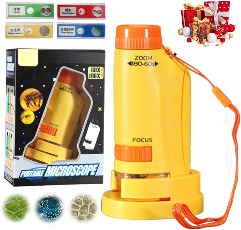 Pocket Microscope for Kids, Microscope for Educational Science with LED ...