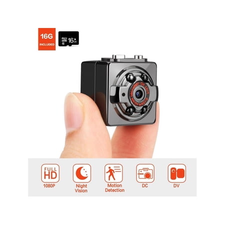 Pocket Mini Hidden Spy Camera HD 1080P 12MP Portable Security Nanny Cam with Night Vision & Motion Detection with16GB SD Card for Home and Office