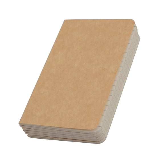 Pocket Notebook 6 Pack, Mini Kraft Notebook 3.5x5.5 Inches for Travelers and Authors, Small Memo Notepad for Daily Journaling at Work or , Softcover Blank Page Booklet, Brown