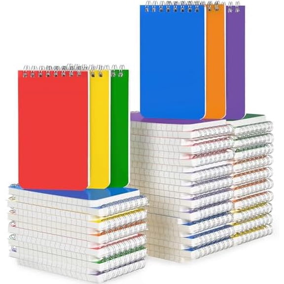 Pocket Notebook Bulk 3x5 Inch, 60 Packs Mini Top Bound Spiral Notepad with Lined Pages, Memo Pads 6 Colored 60Sheets/120Pages (80GSM), Small Notepads for Office, Work, College, Home, Travel