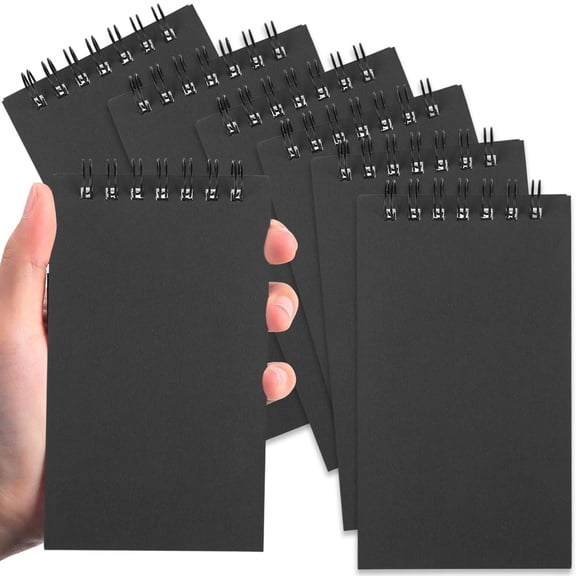 Pocket Notebook Bulk, 6 Pack 3x5 Inch Spiral Notepads, 120 Lined Pages Mini Top Bound Memo Pads for Office College Nurse Essentials, Black