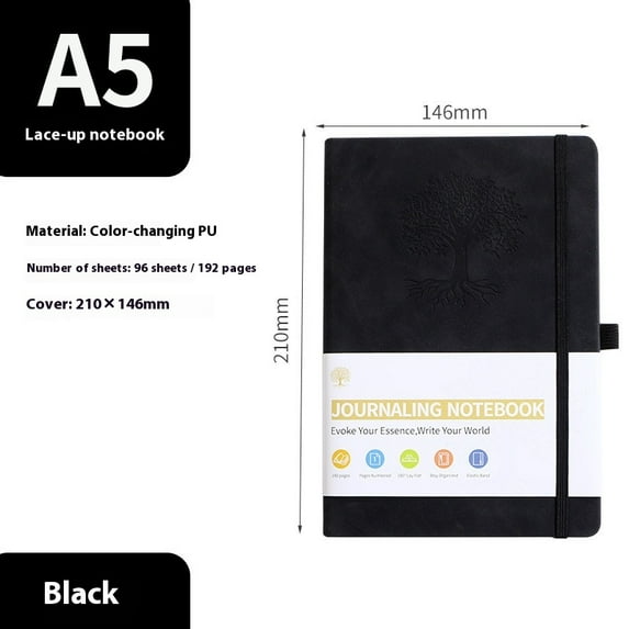 Pocket Notebook Journals Bulk, 192Lined Pages, A5 Mini Notepad Hardcover leather Journal with 80GSM Thick Paper, Small Notebooks for Writing Work Men Women (Black)