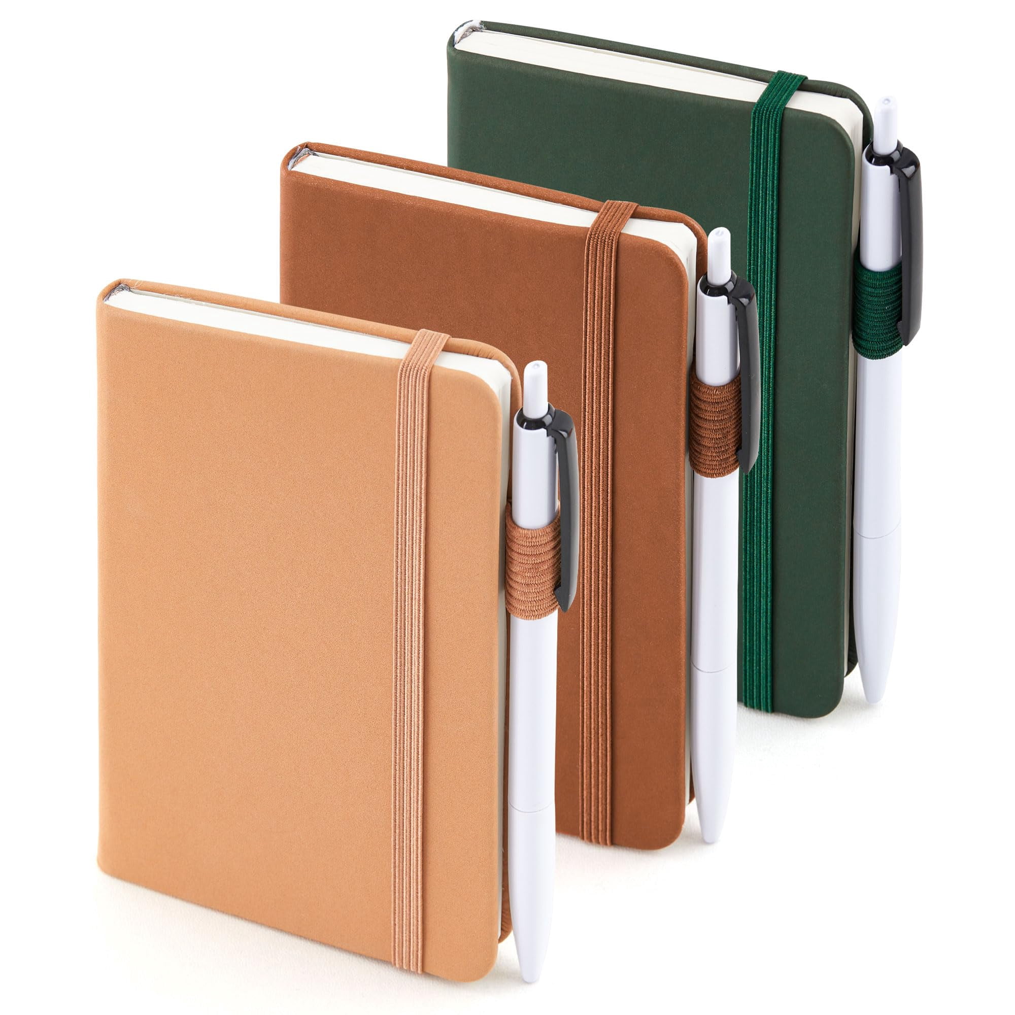 Pocket Notebook Journals  Mini Cute Small Hardcover College Ruled Notepad Office School Supplies With 3 Black Pens 3.5"x 5.5" 3 Pack A6 Vintage Colors