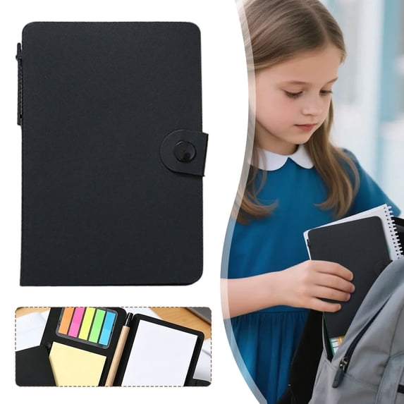 Pocket Notebook with Pen & Sticky Notes, Button Closure Journal, Small Notepad and Pen Set Blank Notepad Pocket Notebook for Business Office Classroom Supplies