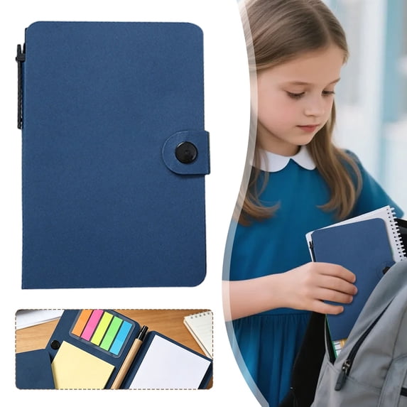 Pocket Notebook with Pen & Sticky Notes, Button Closure Journal, Small Notepad and Pen Set Blank Notepad Pocket Notebook for Business Office Classroom Supplies