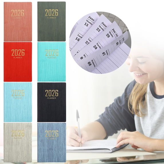 Pocket Notebook for School Organizers Daily Plan Diary Travel Function 2026 Planner Schedule Log Book Mini Notepad for Students Business Work Green 1Pcs