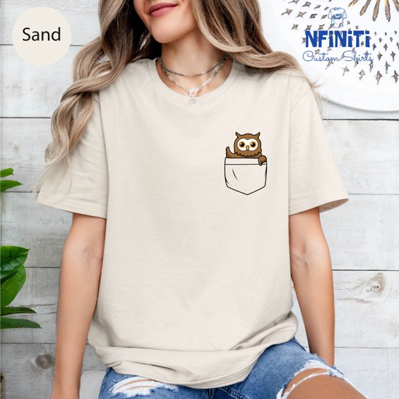 Pocket Owl Shirt, Cute Owl Shirts, Cute Animal Shirt, Animal Lover Shirt, Owl Mom Shirt, Bird shirt, Owl Lover Gift, Owl Lover Shirt All Size S-5Xl