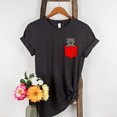 thumbnail image 1 of Pocket Peekaboo Cat Animal Shirt, Cat Lover, Gift, Cute Pocket Gift for Animal Lover Tee, Animal Graphic Tees, Minimalist Animal Shirt (Colors:Dark Grey Heather; Sizes:3XL;), 1 of 1