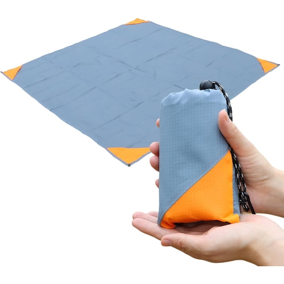 Pocket Picnic Blanket, Sandproof Lightweight Beach Pocket Camping Tarp, Foldable & Fits into Small Bag, Water Resistant Washable Quick Dry Compact  Mat for Outdoor Recreation
