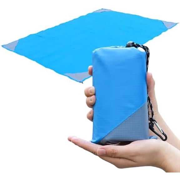 Pocket Picnic Blanket, Sandproof Lightweight Pocket Camping Tarp, 55″x 79″ Foldable & Fits into Small Bag, Water Resistant Washable Quick Dry Compact Beach Mat for Outdoor Recreation