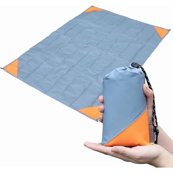 Pocket Picnic Blanket, Sandproof Lightweight Pocket Camping Tarp, 55x 79 Foldable & Fits into Small Bag, Water Resistant Washable Quick Dry Compact Beach Mat for Outdoor Recreation
