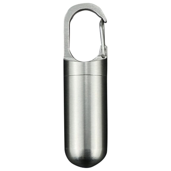 Pocket Pill Box Keychain, Portable Aluminum Alloy Medicine Container, Metal Pill Holder For Purse And Keyring, Pill Box Keychain For Outdoor Hiking And Daily Medication Reminders(B)