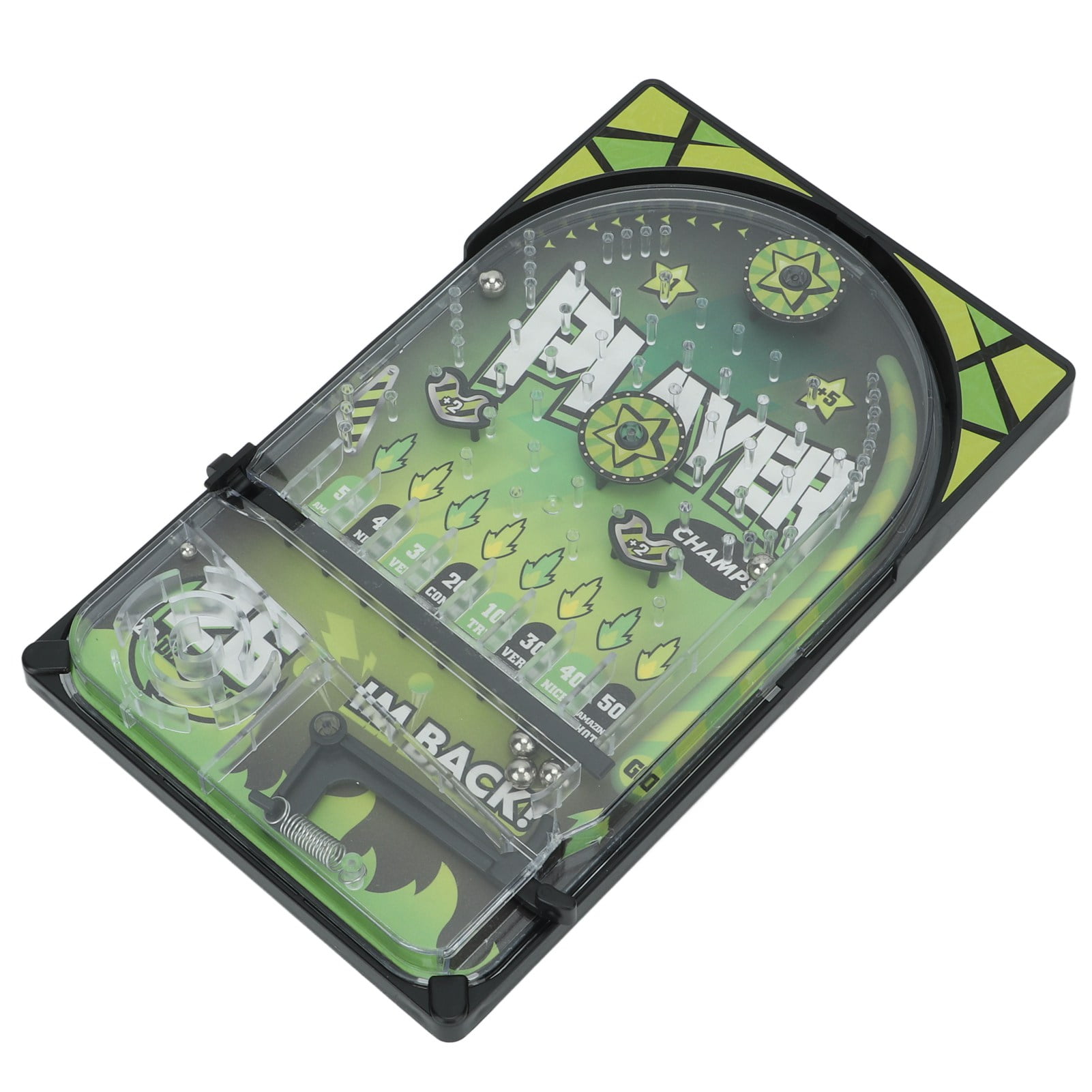 Pocket Pinball Game, Movable Bracket Kids Pinball Game Toy For Travel Play ,Dark Green,,White