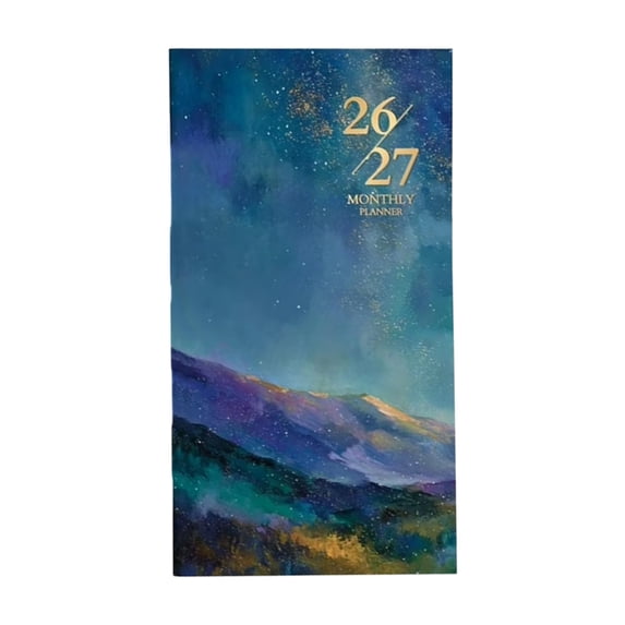 Pocket Planner 2025-2026, Day Planner 2026-2027, 3.5X6.5 In, Painted Mountain Cover, Monthly Planning, 1 Pc