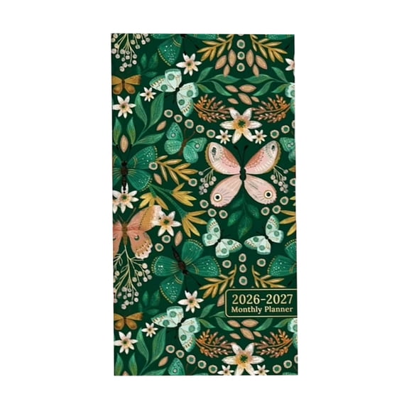 Pocket Planner 2026-2027, Monthly Planner 2026-2027, 3.5X6 In, Schedule Tracking, on The Go, Forest Green, 1 Pc