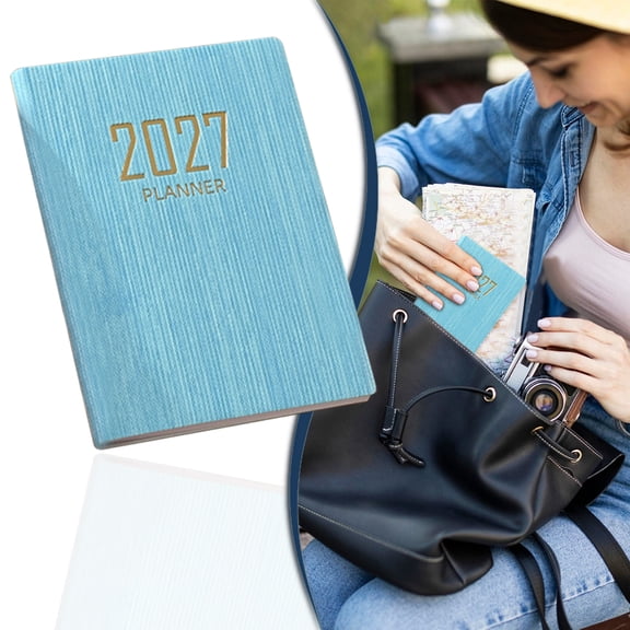 Pocket Planner Ecohintz 2027 A7 Daily Pocket Plan Notebook - Compact Travel Diary & School Organizer - Portable Weekly Planner for On-The-Go Scheduling, Travel Diary, Sky Blue