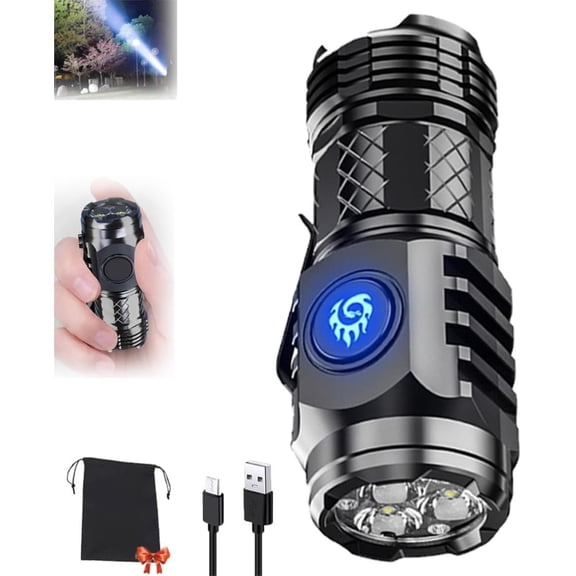 Pocket Portable Three-eyed Monster Mini Flash Super Strong Flashlight, Thumb Size Flashlight