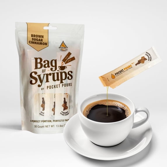 Pocket Pours Brown Sugar Cinnamon Coffee Syrup, 10mL Single-Serve Packets, 30 Count
