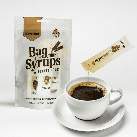 Pocket Pours Hazelnut Coffee Syrup, 10mL Packets, 200 Count Box