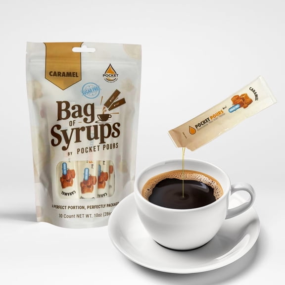 Pocket Pours Sugar Free Caramel Coffee Syrup, 6mL, 200 Count Box