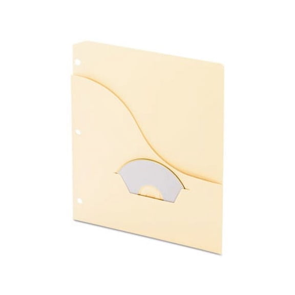 Pocket Project Folders 3-Hole Punched, Letter Size, Manila, 15/Pack