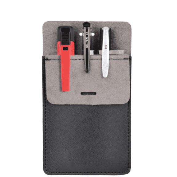 Pocket Protector, Leather Pen Pouch Holder Organizer, for Shirts Lab Coats, Hold 5 Pens, Designed to Keep Pens Inside When Bend Down. No Breaking of Pen Clip. Thick PU Leather, 2 Per Pack