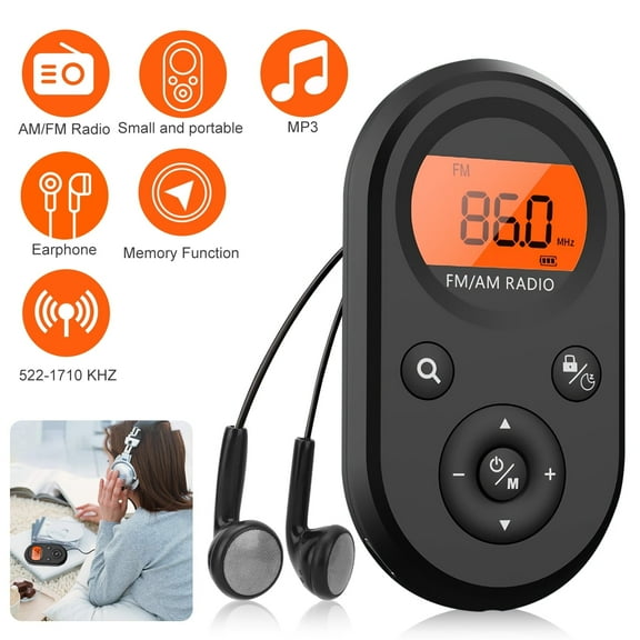 Pocket Radio, AM FM Portable Mini Walkman Stereo Battery Operated Transistor Radio for Elderly