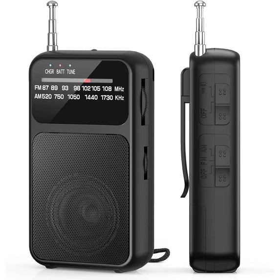 Pocket Radio AM FM, Mini Portable Radios, Transistor Radios with USB-C Charging& Battery Operated, Excellent Reception& Clear Speaker and Headphone Jack, Back Clip, Flashlight for Senior and kids