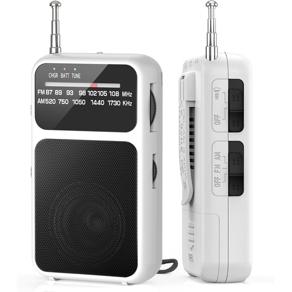 Pocket Radio AM FM, Mini Portable Radios, Transistor Radios with USB-C Charging& Battery Operated, Excellent Reception& Clear Speaker and Headphone Jack, Back Clip, Flashlight for Senior and kids