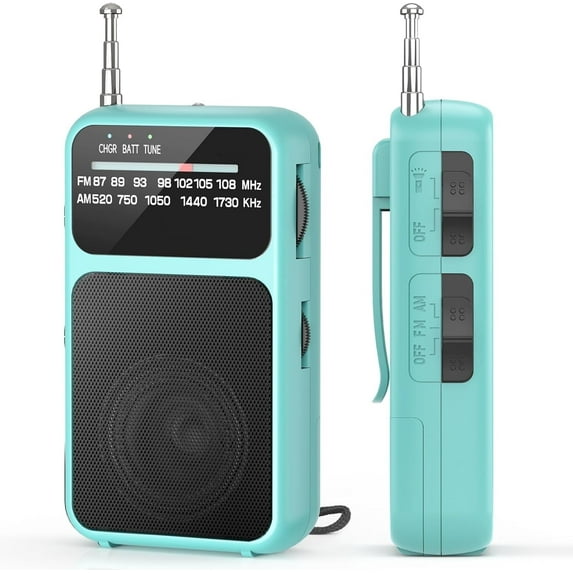 Pocket Radio AM FM, Mini Portable Radios, Transistor Radios with USB-C Charging& Battery Operated, Excellent Reception& Clear Speaker and Headphone Jack, Back Clip, Flashlight for Senior and kids