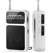 Pocket Radio AM FM, Mini Portable Radios, Transistor Radios with USB-C Charging& Battery Operated, Excellent Reception& Clear Speaker and Headphone Jack, Back Clip, Flashlight for Senior and kids