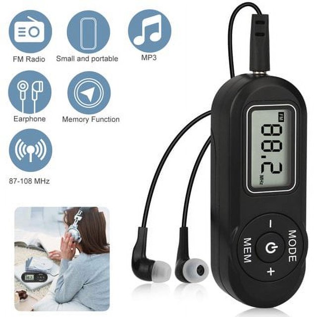Pocket Radio, FM Portable Mini Walkman Radio with Stereo Headphones