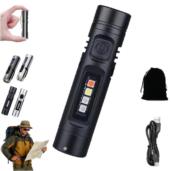 Pocket Rechargeable EDC Flashlight: 500 Lumens Mini Keychain Light, Multifunctional Camping Flashlight with Cap Clip, Magnetic Base