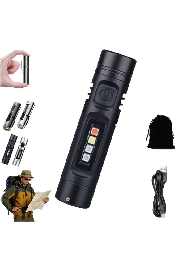 Pocket Rechargeable EDC Flashlight: 500 Lumens Mini Keychain Light, Multifunctional Camping Flashlight with Cap Clip, Magnetic Base