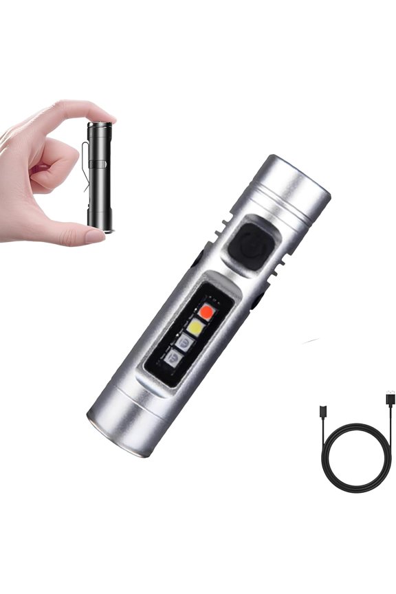 Pocket Rechargeable EDC Flashlight: 500 Lumens Mini Keychain Light with Fire Starter & Window Breaker