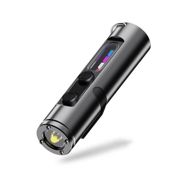 Pocket Rechargeable EDC Flashlight, 500Lumens Mini Light with Fire Starter, Magnetic Base Lamp for Camping Hiking (Black)