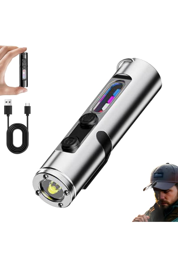 Pocket Rechargeable Edc Flashlight: Mini Keychain Light with Fire Starter & Window Breaker, Pocket-Sized Power — 500-Lumen Edc Flashlight Emergency Ready, 3 Color Sidelights