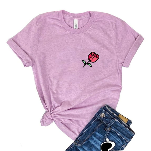 Pocket Rose T-shirt Women's Floral Top Inspirational Shirt Flower Tshirt Valentine's Day Tee Gift For Girlfriend Nature Shirts