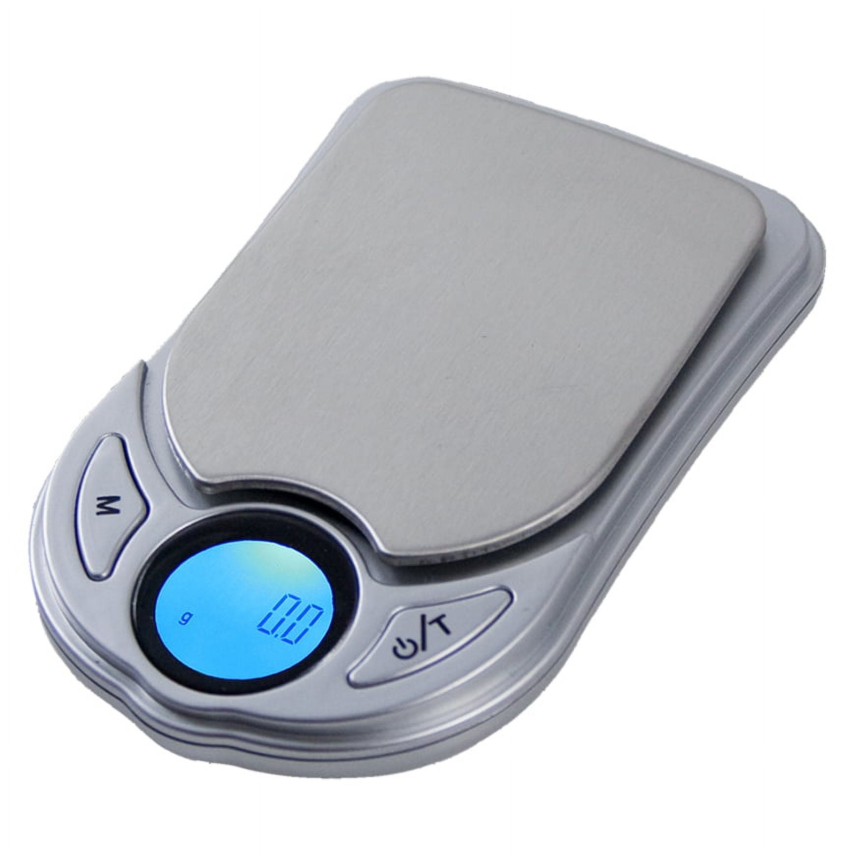 Compact Black and Silver Digital Pocket Scale with Backlit Display