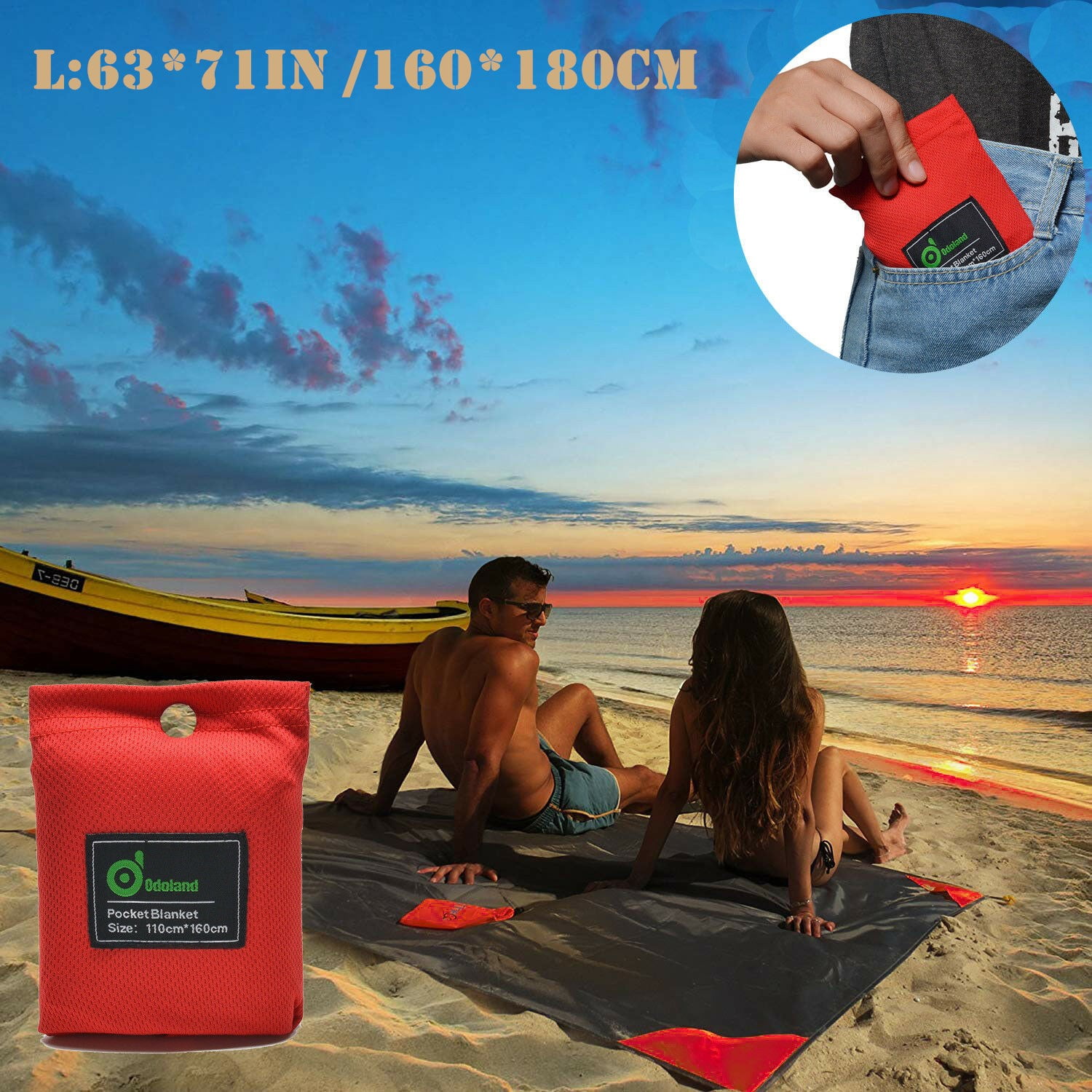 Pocket Size Beach Blanket Portable Picnic Mat Waterproof Sand Free63 71in 160 180cm Walmart Business Supplies