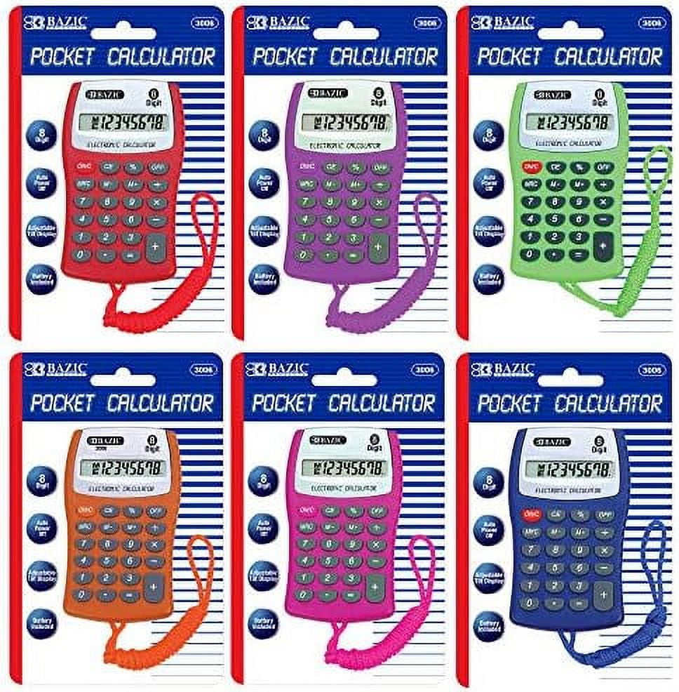 Pocket Size Calculator 8Digit W/Neck String, LCD Display, Small