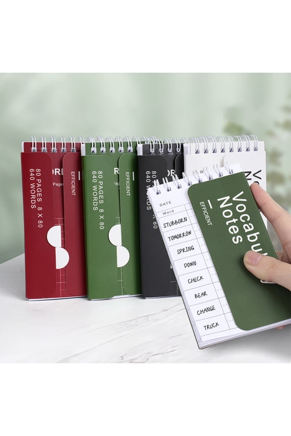 Pocket Size Coil Bound Notebook, Mini Portable Ring Buckle Notepad, Compact Memo Book for Notes, Recitation, To-Do Lists, Office Use and Pocket Carry, Red